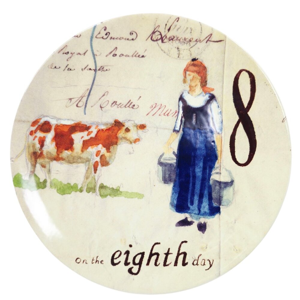 Williams Sonoma 12 Day's of Christmas Salad Plate - Eight Maids A-Milking